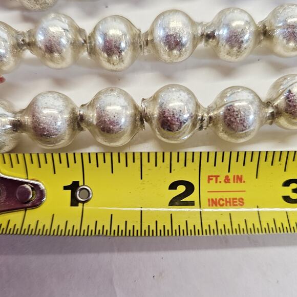 Vintage 15mm Christmas Tree Garland Larger Bead Mercury Glass Strand Silver 48" - Picture 7 of 8